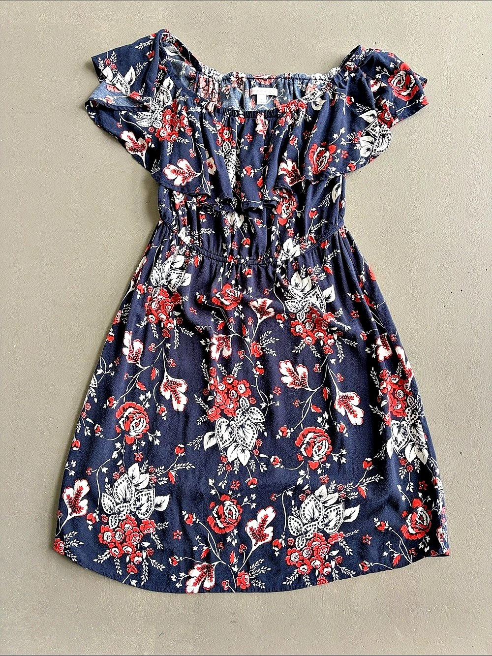 Westport 1962 Floral Mini Dress in Blue & Red Size Medium